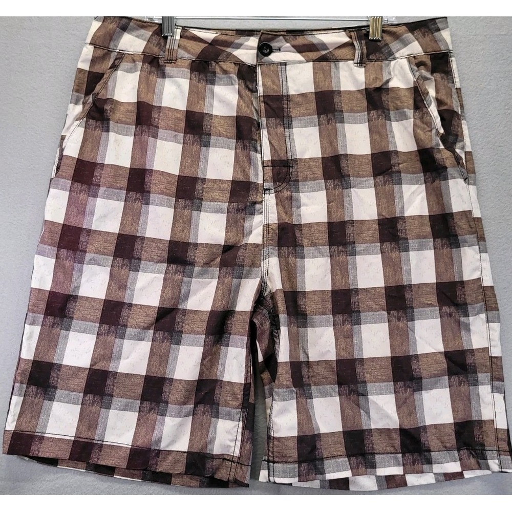 Kanu Surf Board Shorts Men's Size 36‎ White/Brown Check No Lining